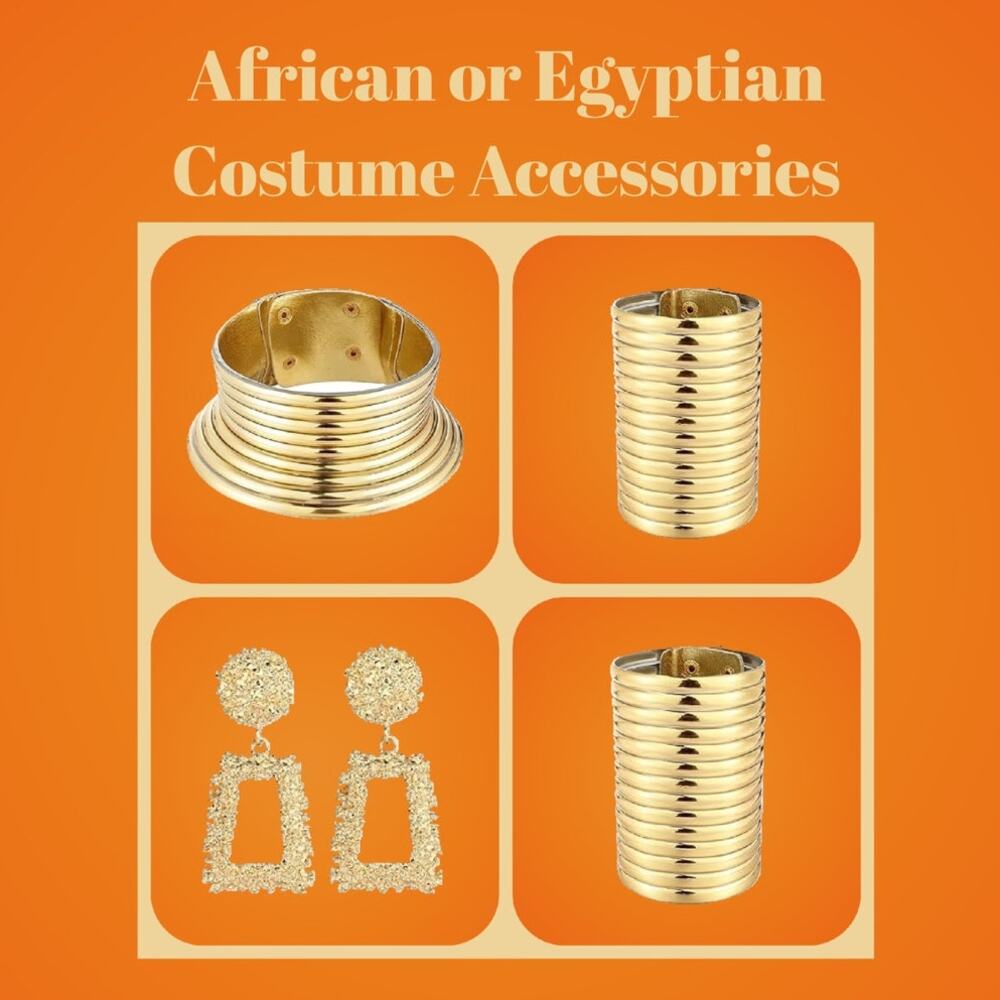 4 Piece African or Egyptian Halloween Costume Cosplay Jewelry Accessories Set